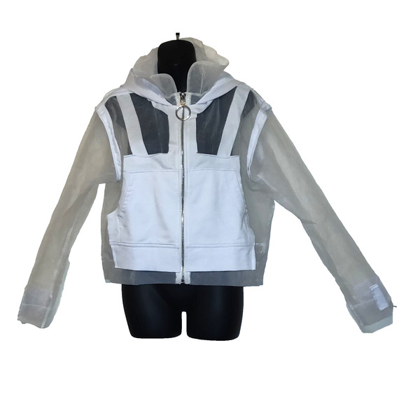 Fashion Nova Tops - Fashion Nova White Muse Hoodie Sz S Sheer Boxy Jacket Space Futuristic New NWT S